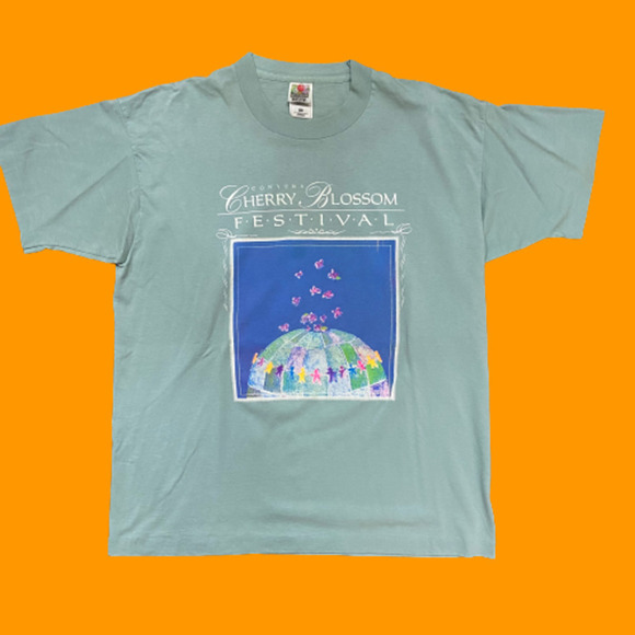 Conyer's Cherry Blossom Festival Clay Green VTG Single Stitch Men's Size XL - Picture 1 of 9